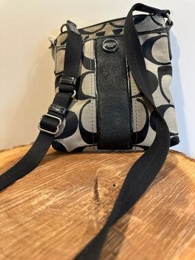 Coach Signature Canvas Crossbody in Black and Cream
